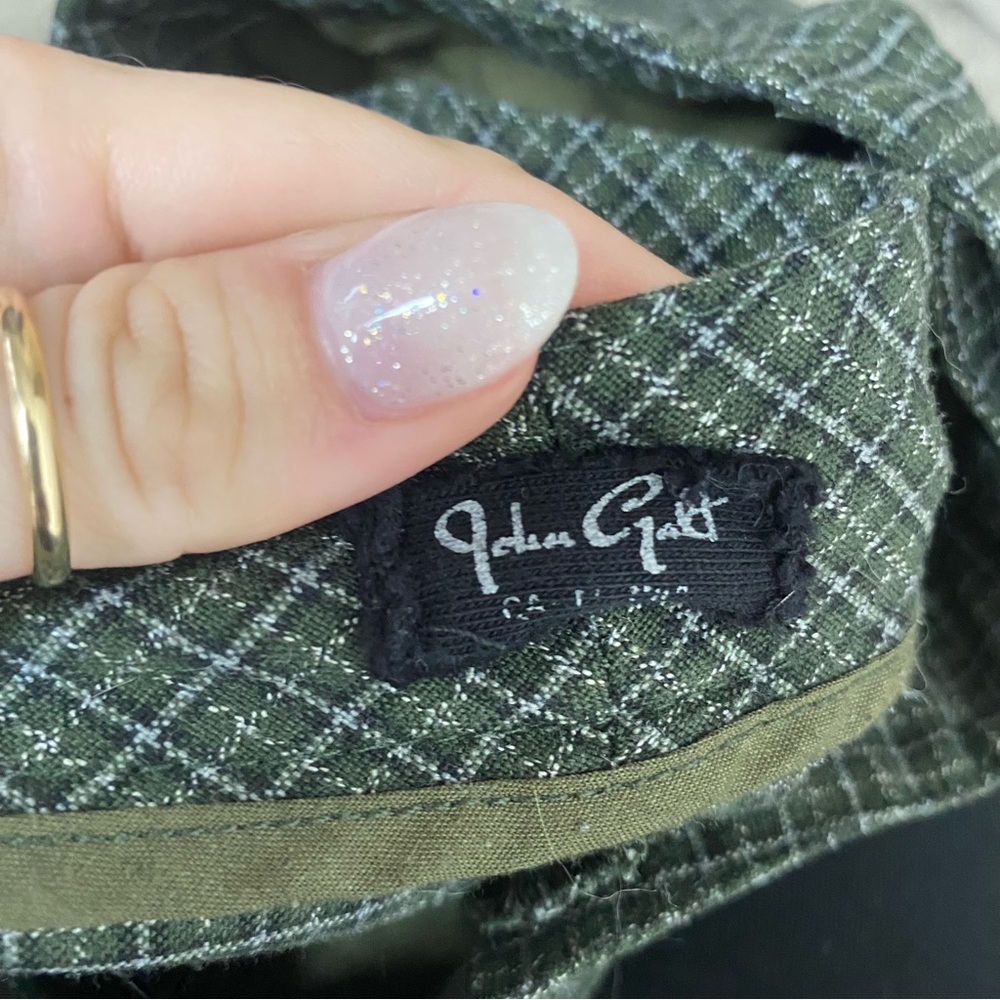 Brandy Melville Dark Green John Galt Plaid High Rise Straight Leg Pants - Picture 6 of 7
